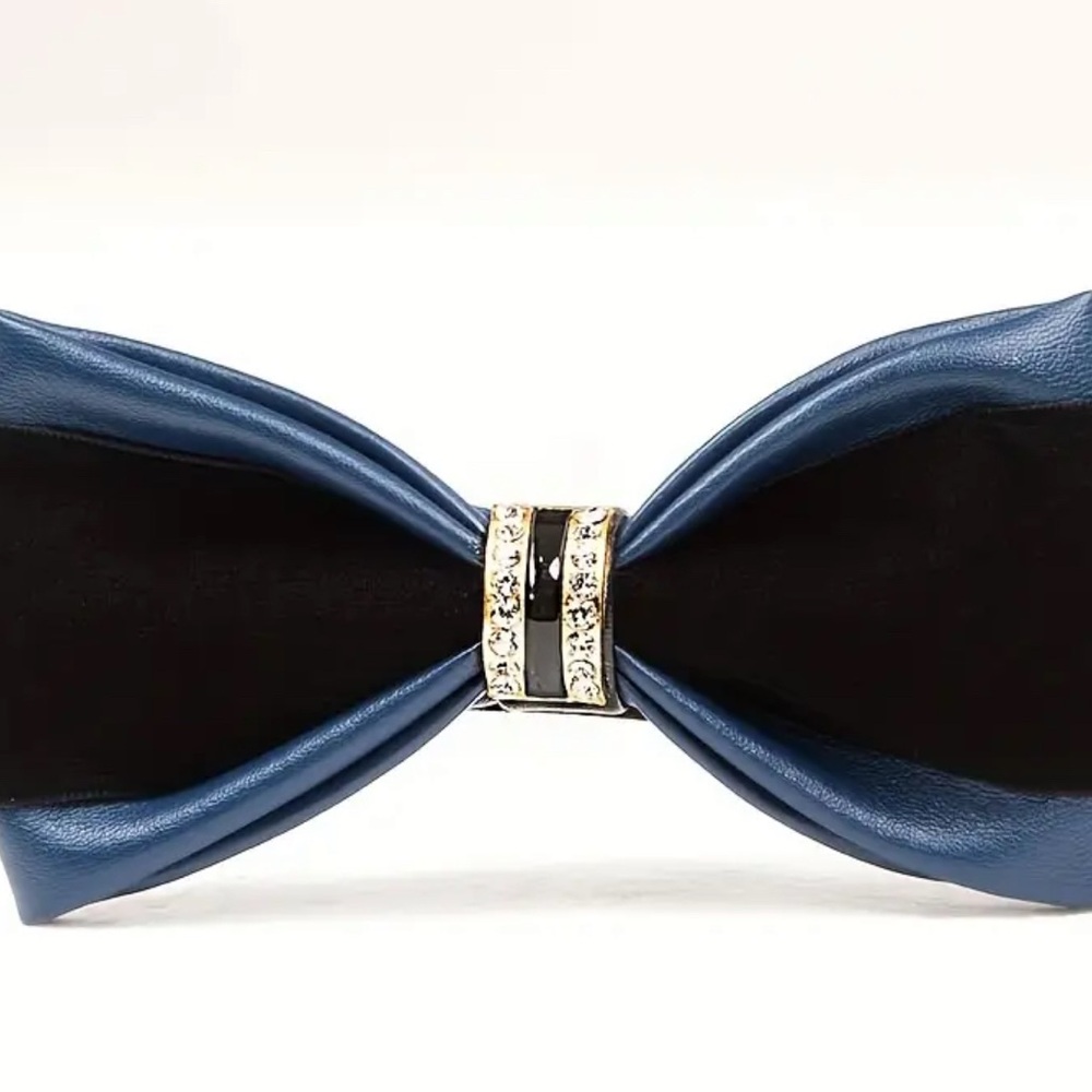 Elegant Blue and Black Bow Accessory